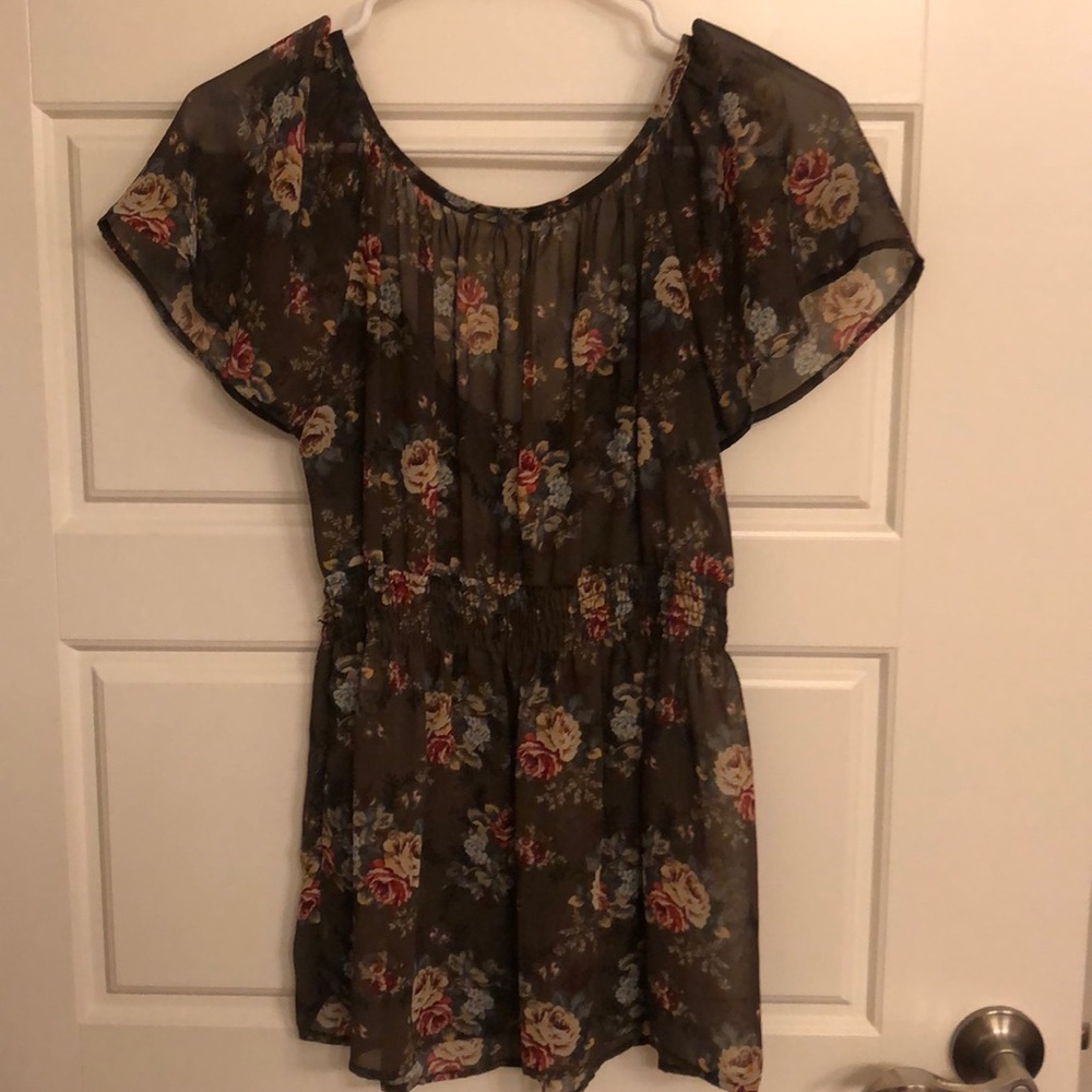 Brown floral blouse